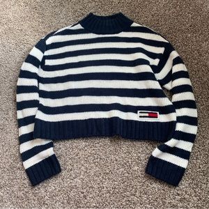 Vintage Tommy Jeans Striped Cropped Turtleneck Sweater